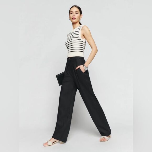 Reformation Mason Black Linen Pants - Picture 3 of 9